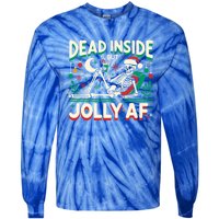 Skeleton Dead Inside But Jolly Af Gift Tie-Dye Long Sleeve Shirt