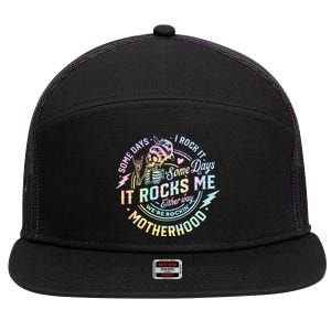 Some Days I Rock It Some Days It Rocks Me Tie Dye Skull Mom Gift 7 Panel Mesh Trucker Snapback Hat