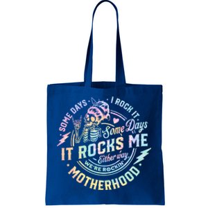 Some Days I Rock It Some Days It Rocks Me Tie Dye Skull Mom Gift Tote Bag