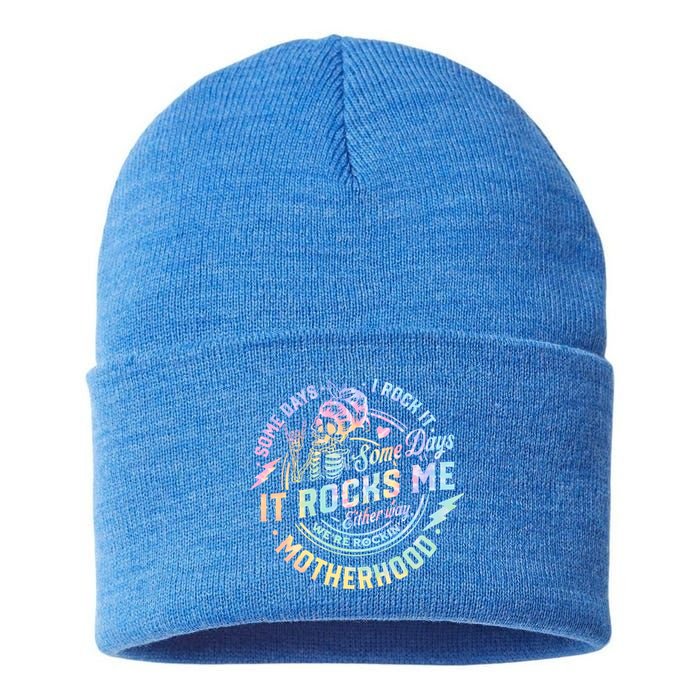 Some Days I Rock It Some Days It Rocks Me Tie Dye Skull Mom Gift Sustainable Knit Beanie