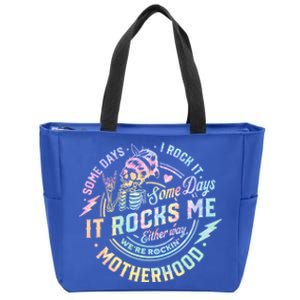 Some Days I Rock It Some Days It Rocks Me Tie Dye Skull Mom Gift Zip Tote Bag