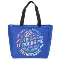 Some Days I Rock It Some Days It Rocks Me Tie Dye Skull Mom Gift Zip Tote Bag