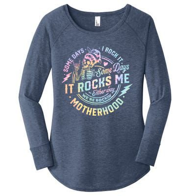 Some Days I Rock It Some Days It Rocks Me Tie Dye Skull Mom Gift Women's Perfect Tri Tunic Long Sleeve Shirt