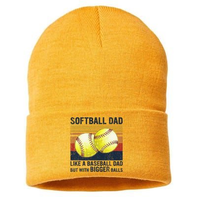 Softball Dad Just Like A Baseball Dad But With Bigger Balls Sustainable Knit Beanie