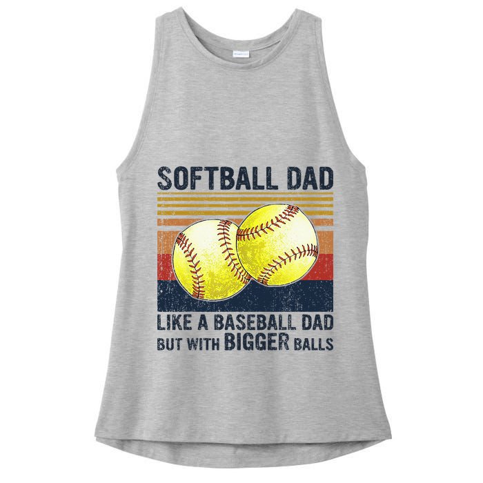 Softball Dad Just Like A Baseball Dad But With Bigger Balls Ladies PosiCharge Tri-Blend Wicking Tank