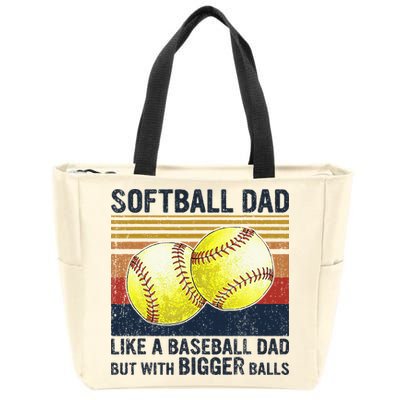 Softball Dad Just Like A Baseball Dad But With Bigger Balls Zip Tote Bag