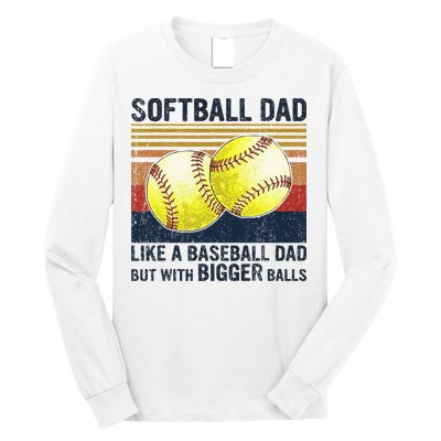 Softball Dad Just Like A Baseball Dad But With Bigger Balls Long Sleeve Shirt