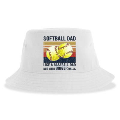 Softball Dad Just Like A Baseball Dad But With Bigger Balls Sustainable Bucket Hat