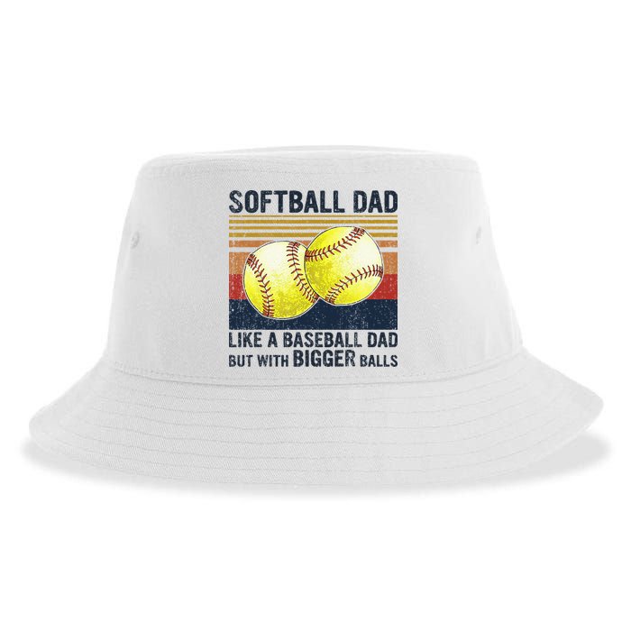Softball Dad Just Like A Baseball Dad But With Bigger Balls Sustainable Bucket Hat
