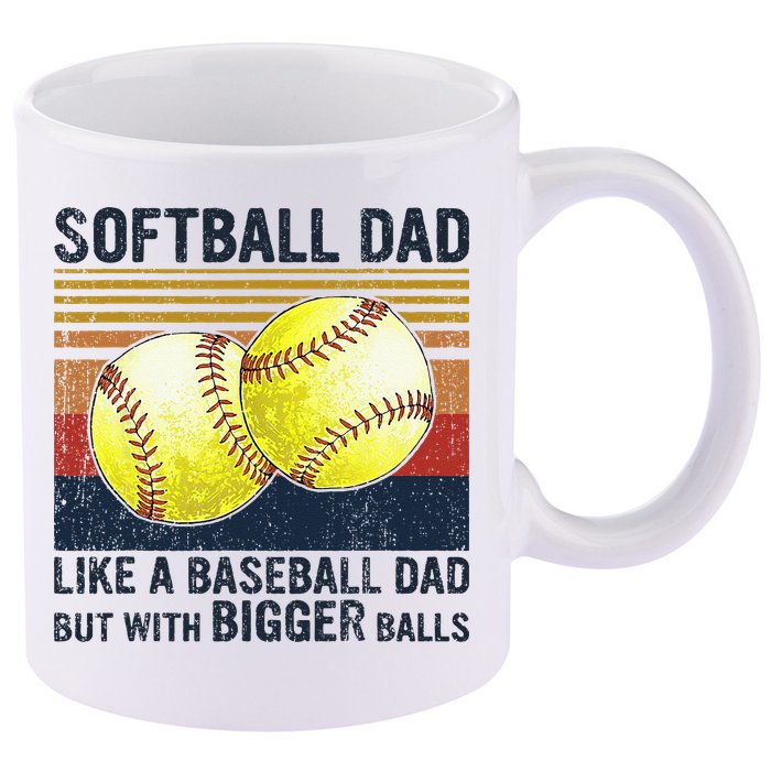Softball Dad Just Like A Baseball Dad But With Bigger Balls 11oz C Handle Ceramic Mug
