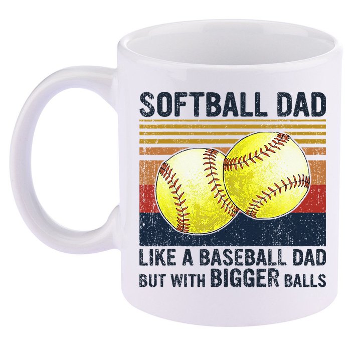 Softball Dad Just Like A Baseball Dad But With Bigger Balls 11oz C Handle Ceramic Mug