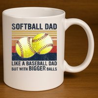 Softball Dad Just Like A Baseball Dad But With Bigger Balls 11oz C Handle Ceramic Mug