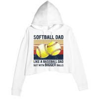 Softball Dad Just Like A Baseball Dad But With Bigger Balls Crop Fleece Hoodie