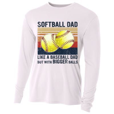 Softball Dad Just Like A Baseball Dad But With Bigger Balls Cooling Performance Long Sleeve Crew