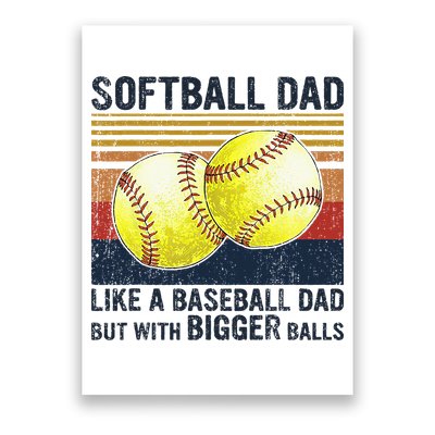 Softball Dad Just Like A Baseball Dad But With Bigger Balls Poster
