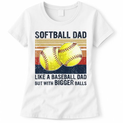 Softball Dad Just Like A Baseball Dad But With Bigger Balls Womens T-Shirt