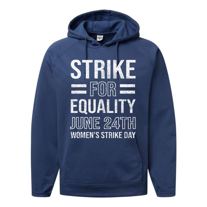 Strike Day June 24th Wear Red Equal Rights Feminist Performance Fleece Hoodie