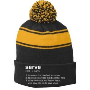 Serve Definition Jesus Christian Faith Stripe Pom Pom Beanie