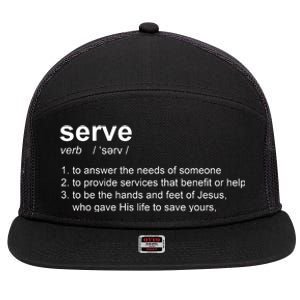 Serve Definition Jesus Christian Faith 7 Panel Mesh Trucker Snapback Hat