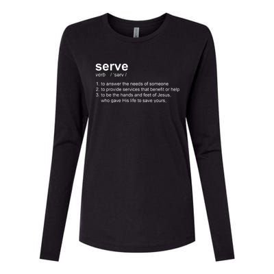 Serve Definition Jesus Christian Faith Womens Cotton Relaxed Long Sleeve T-Shirt