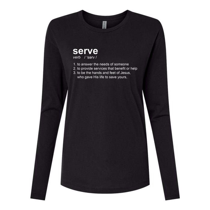 Serve Definition Jesus Christian Faith Womens Cotton Relaxed Long Sleeve T-Shirt