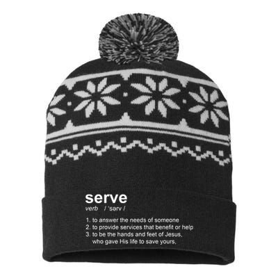 Serve Definition Jesus Christian Faith USA-Made Snowflake Beanie