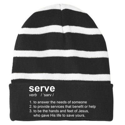 Serve Definition Jesus Christian Faith Striped Beanie with Solid Band