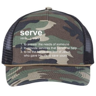 Serve Definition Jesus Christian Faith Retro Rope Trucker Hat Cap