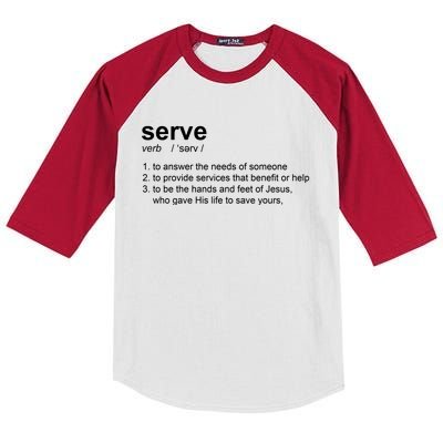 Serve Definition Jesus Christian Faith Kids Colorblock Raglan Jersey