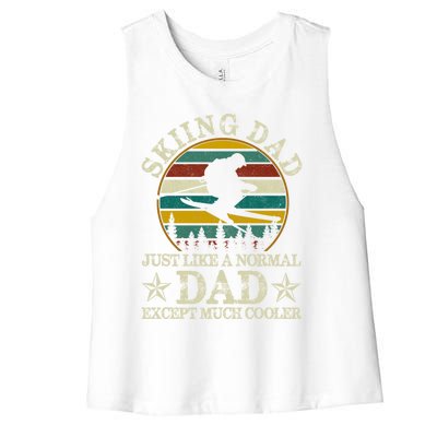 Skiing Dad Just Like Normal Dad Except Much Cooler Ski Skier Meaningful Gift Women's Racerback Cropped Tank