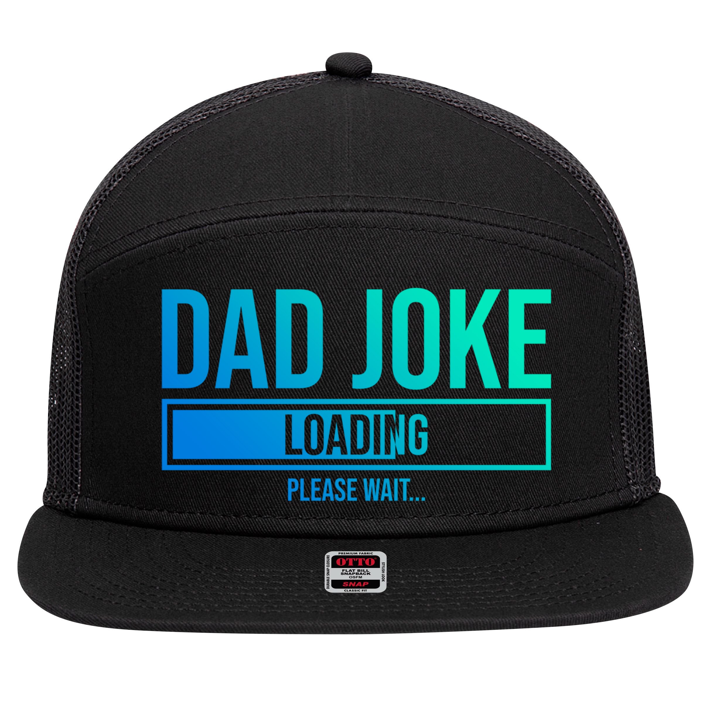 Superhero Dad Joke Loading Please Wait Papa Gift 7 Panel Mesh Trucker Snapback Hat