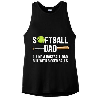 Softball Dad Just Like A Baseball Dad But With Bigger Balls Cute Gift Ladies PosiCharge Tri-Blend Wicking Tank
