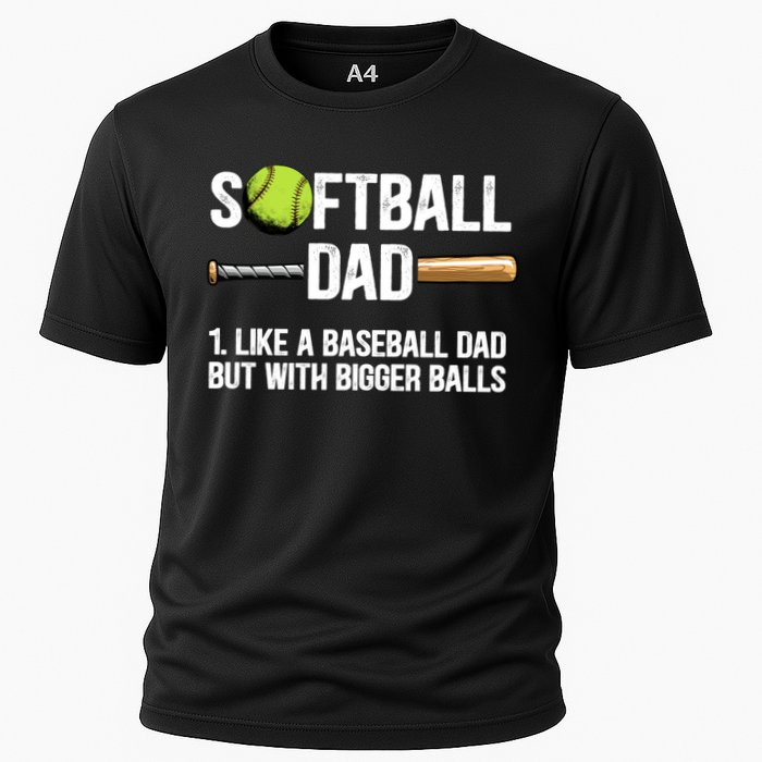 Softball Dad Just Like A Baseball Dad But With Bigger Balls Cute Gift Cooling Performance Crew T-Shirt