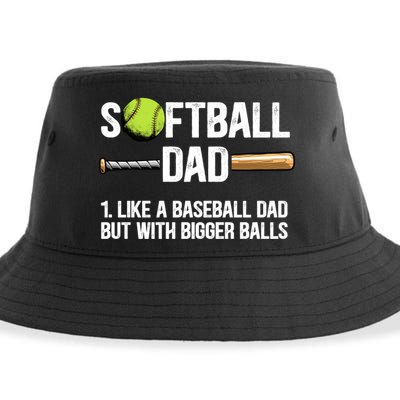 Softball Dad Just Like A Baseball Dad But With Bigger Balls Cute Gift Sustainable Bucket Hat