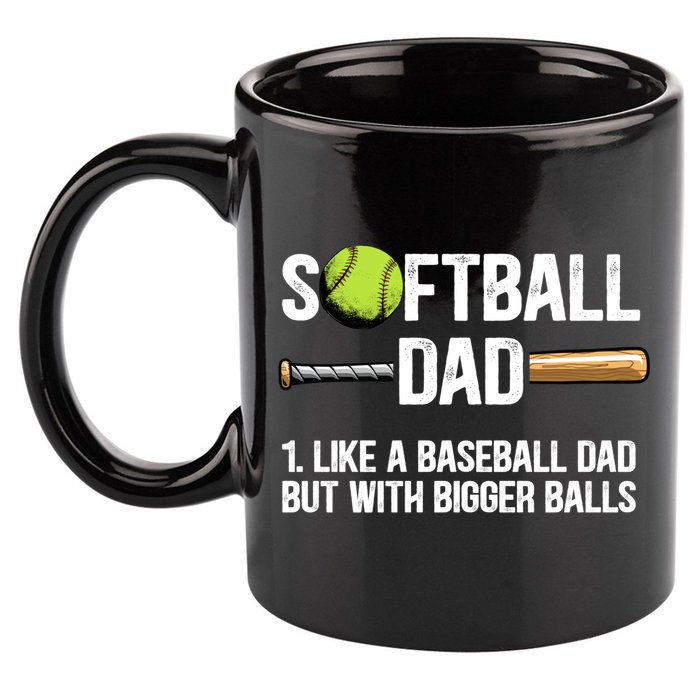 Softball Dad Just Like A Baseball Dad But With Bigger Balls Cute Gift 11oz C Handle Ceramic Mug
