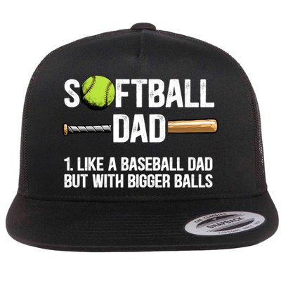 Softball Dad Just Like A Baseball Dad But With Bigger Balls Cute Gift Flatbill Hat