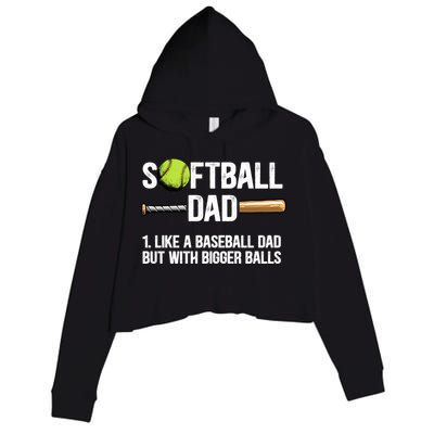 Softball Dad Just Like A Baseball Dad But With Bigger Balls Cute Gift Crop Fleece Hoodie