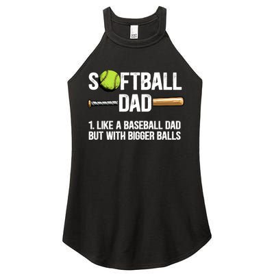 Softball Dad Just Like A Baseball Dad But With Bigger Balls Cute Gift Women's Perfect Tri Rocker Tank