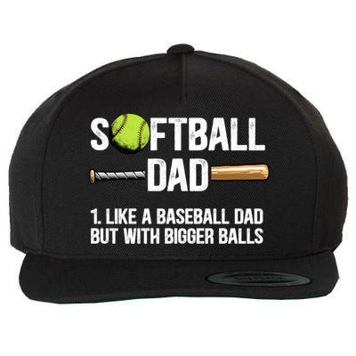 Softball Dad Just Like A Baseball Dad But With Bigger Balls Cute Gift Wool Snapback Cap