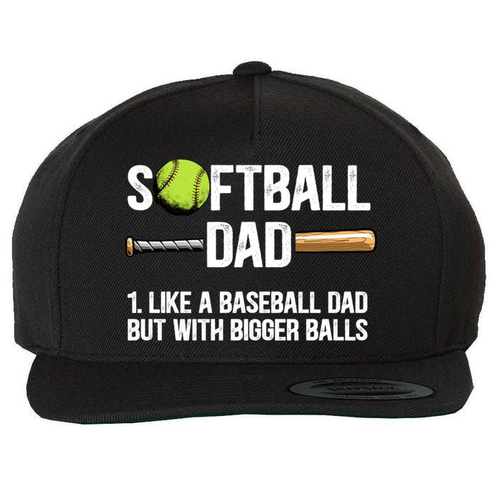 Softball Dad Just Like A Baseball Dad But With Bigger Balls Cute Gift Wool Snapback Cap