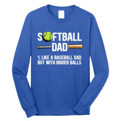 Softball Dad Just Like A Baseball Dad But With Bigger Balls Cute Gift Long Sleeve Shirt