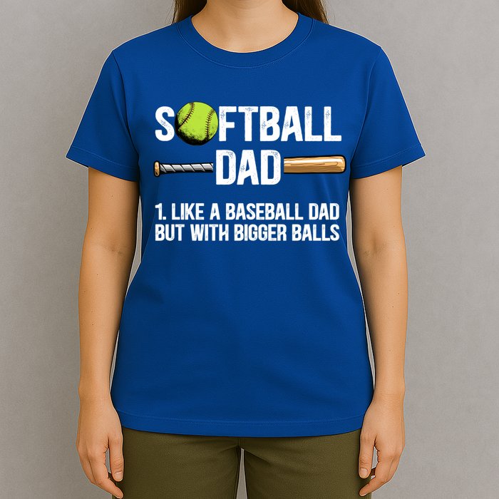 Softball Dad Just Like A Baseball Dad But With Bigger Balls Cute Gift T-Shirt