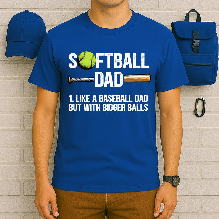 Softball Dad Just Like A Baseball Dad But With Bigger Balls Cute Gift T-Shirt
