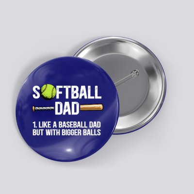 Softball Dad Just Like A Baseball Dad But With Bigger Balls Cute Gift Button