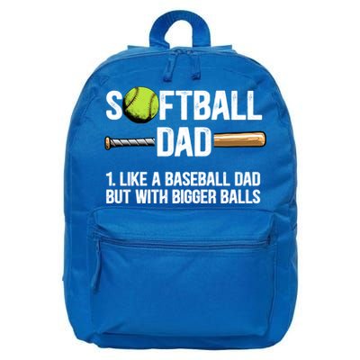 Softball Dad Just Like A Baseball Dad But With Bigger Balls Cute Gift 16 in Basic Backpack