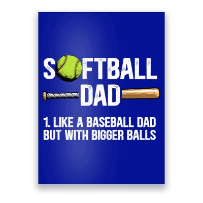 Softball Dad Just Like A Baseball Dad But With Bigger Balls Cute Gift Poster