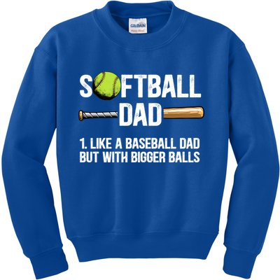Softball Dad Just Like A Baseball Dad But With Bigger Balls Cute Gift Kids Sweatshirt