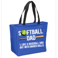 Softball Dad Just Like A Baseball Dad But With Bigger Balls Cute Gift Zip Tote Bag