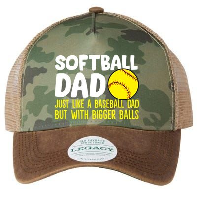 Softball Dad Just Like Baseball Dad But With Bigger Balls Gift Legacy Tie Dye Trucker Hat
