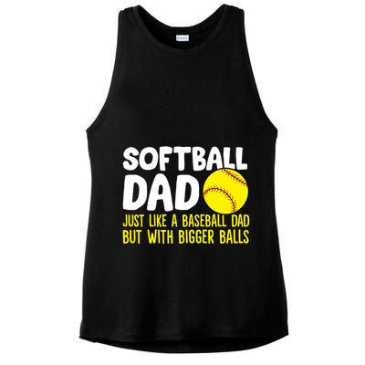 Softball Dad Just Like Baseball Dad But With Bigger Balls Gift Ladies PosiCharge Tri-Blend Wicking Tank